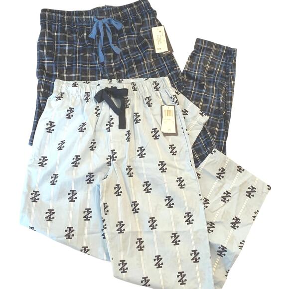 Bundle of 3 - Izod Mens Pajama Pants NWT Sz. Small Blue Plaid & Stripes Pockets - Picture 8 of 16